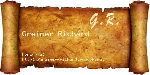 Greiner Richárd névjegykártya